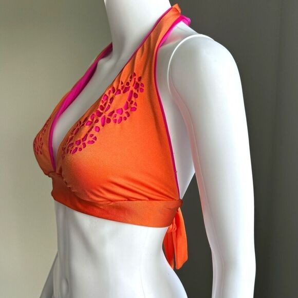Becca Pink And Orange Cutout Hipster Two Piece Bikini - Picture 2 of 12